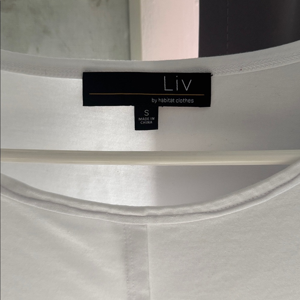 Habitat White Short Sleeve Crewneck Top with Center Seam - Picture 2 of 4